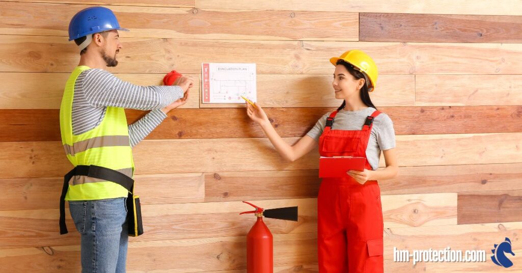 two people demonstrating a fire drill